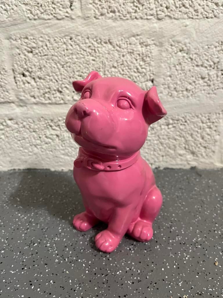 Grappige Roze Spaarpot Bull, Verzamelen, Spaarpotten, Ophalen, Zo goed als nieuw, Steen, Aardewerk of Keramiek, Dier