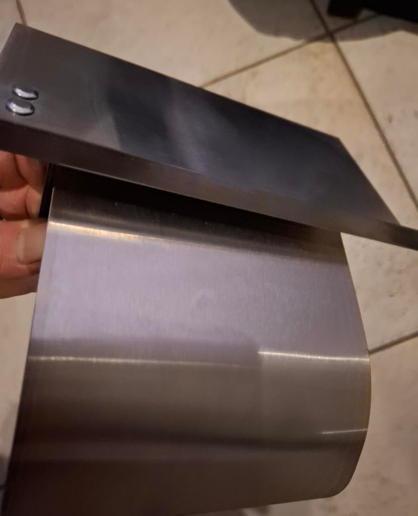 RVS Toiletrolhouder met handig plankje, Ophalen of Verzenden, Gebruikt, Grijs, Overige typen