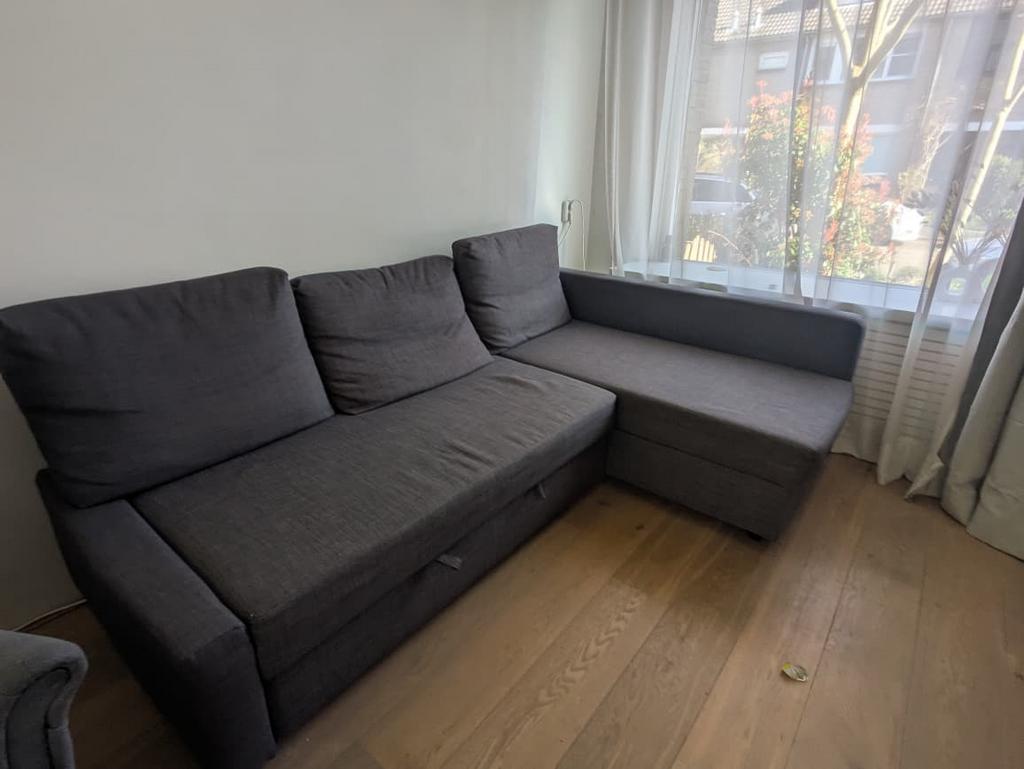 Ikea Friheten slaapbank - Donkergrijs met opbergruimte, Ophalen, Zo goed als nieuw, Grijs