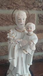 422 Mooi wit met goud beeldje van de Heilige Joseph met Kind, Ophalen of Verzenden, Zo goed als nieuw, Beeld(je), Christendom | Katholiek