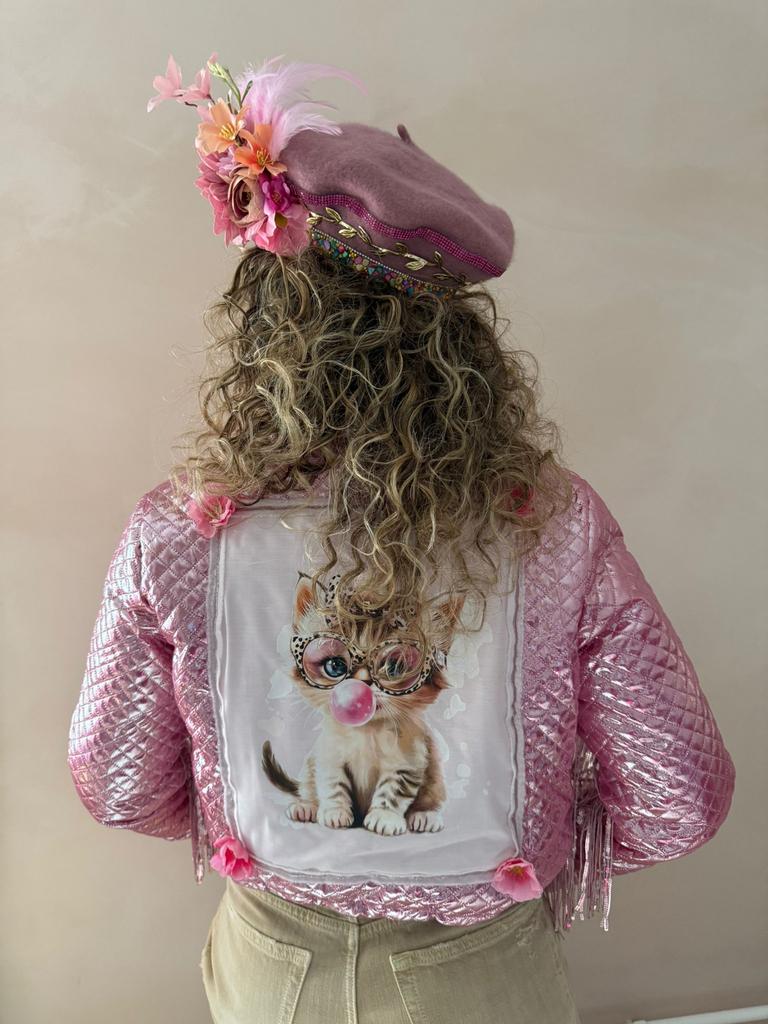 Roze glitterjas met poes, Carnaval, Nieuw, Ophalen of Verzenden, Kleding