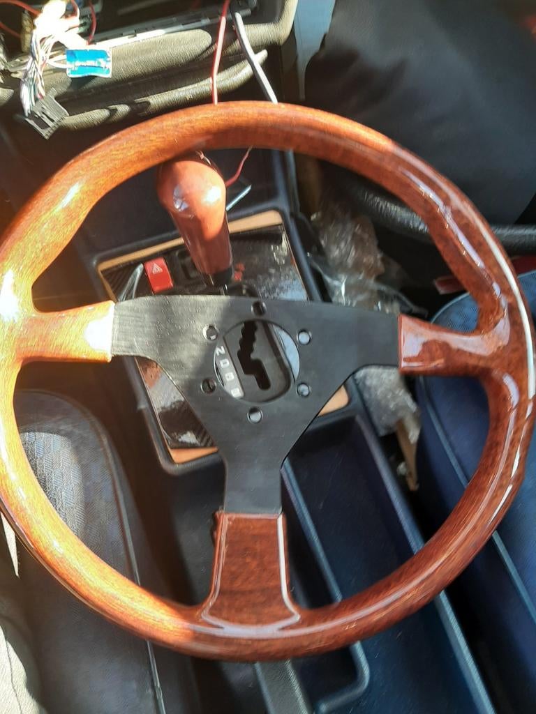 Houten Sportstuur met Toeterknop - Klassieke Look, Auto-onderdelen, Ophalen of Verzenden