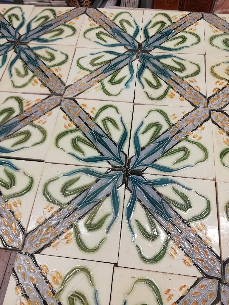 Art nouveau wandtegels 40 stuks, vierpas 10 blokken, Ophalen