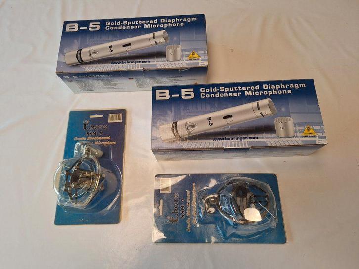 Paar Behringer B-5 microfoons + T-Bone SSM-4 ophanging., Muziek en Instrumenten, Microfoons, Nieuw, Instrumentmicrofoon, Ophalen of Verzenden