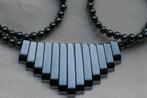 Hematiet edelstenen collier  -  Art Déco stijl, Sieraden, Tassen en Uiterlijk, Kettingen, Verzenden, Zo goed als nieuw, Steen of Mineraal