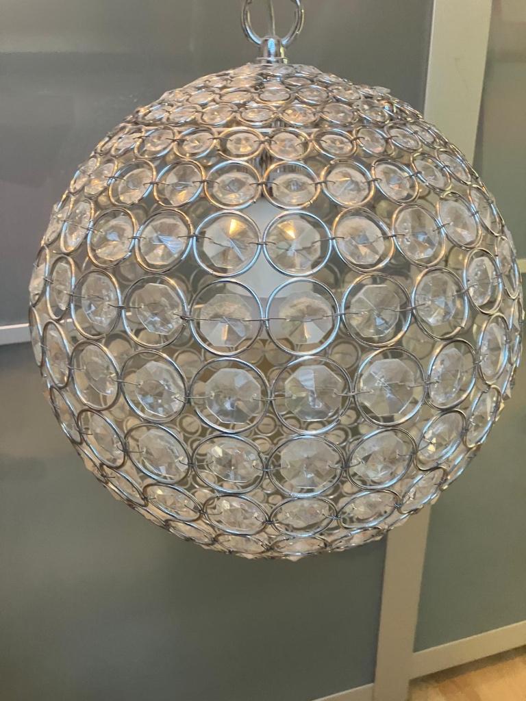 Bol hanglamp met kristal look, Ophalen, Zo goed als nieuw, Glas, Hanglamp