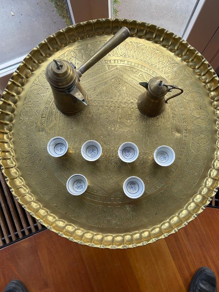 Egyptische koffie tafel., Overige materialen, Minder dan 55 cm, Rond, Ophalen