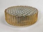 Mid Century plafonnière goud ‘Honingraat’ Helena Tynell, Huis en Inrichting, Ophalen of Verzenden, Zo goed als nieuw, Glas, Mid Century