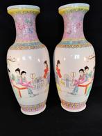 Chinese antieke famille rose poëzie vazen, Ophalen of Verzenden