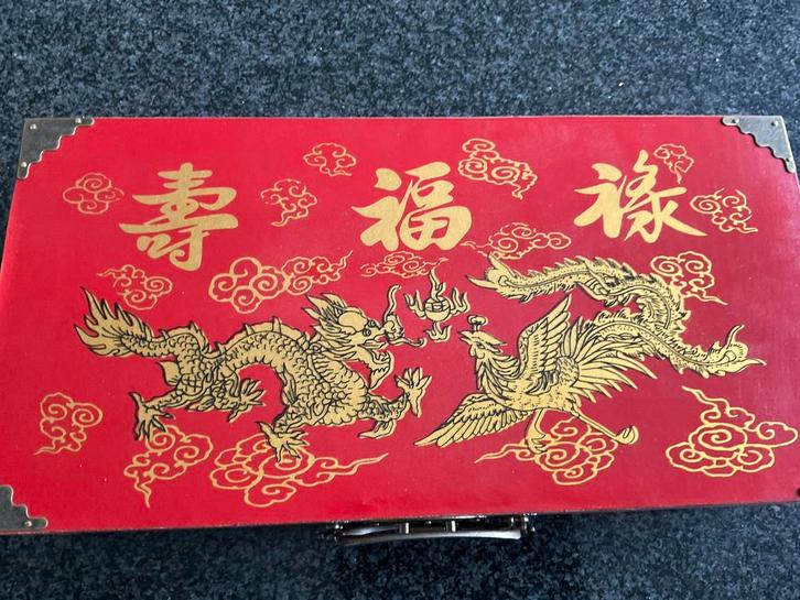 Prachtig Chinees Schaakspel in Houten kist, Antiek en Kunst, Curiosa en Brocante, Ophalen of Verzenden