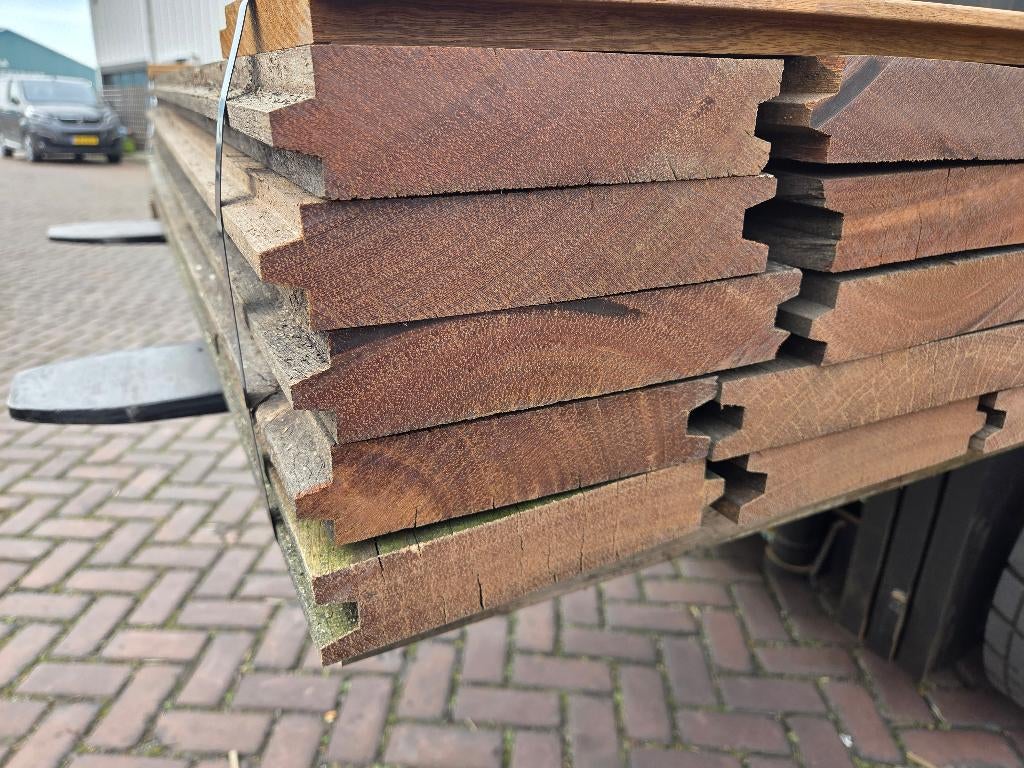 5 m2 hardhouten damwand  -  Extra goedkoop - nr: HP86, Tuin en Terras, Palen, Balken en Planken, Ophalen, Planken, Nieuw, Hardhout