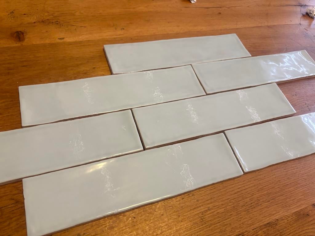 Metro tegels, 7,5 x 30 cm, licht blauw, 10m2, Ophalen, Nieuw, Minder dan 20 cm, 20 tot 40 cm