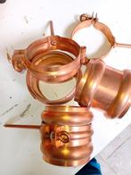 Koperen overschuif wringen met regenpijp beugel 80 mm, Ophalen of Verzenden