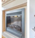 Marmeren schouw met electrische sfeerhaard merk Faber, Huis en Inrichting, Haarden, Ophalen, Zo goed als nieuw, Vrijstaande haard