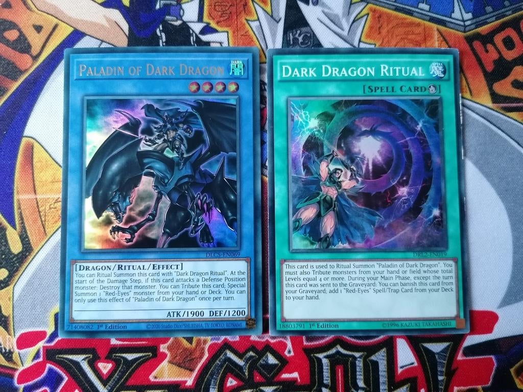 Paladin of Dark Dragon + Ritual - Ultra/Super Rare DLCS DRL2, Hobby en Vrije tijd, Verzamelkaartspellen | Yu-gi-Oh!, Ophalen of Verzenden