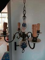 Vintage Delftsblauwe Kroonluchter - 4 Armen, Huis en Inrichting, Lampen | Kroonluchters, Ophalen of Verzenden, Gebruikt, Metaal