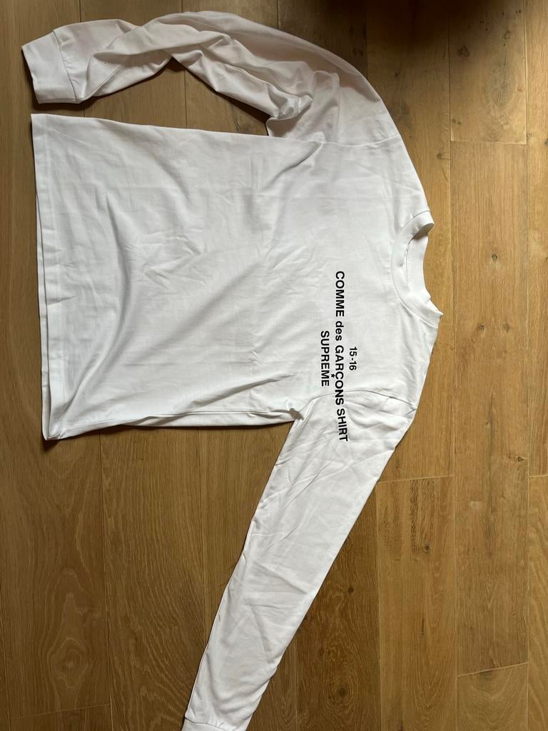 Supreme Comme des Garçons Shirt Longsleeve Wit Maat M, Kleding | Heren, Ophalen of Verzenden, Zo goed als nieuw, Maat 48/50 (M)