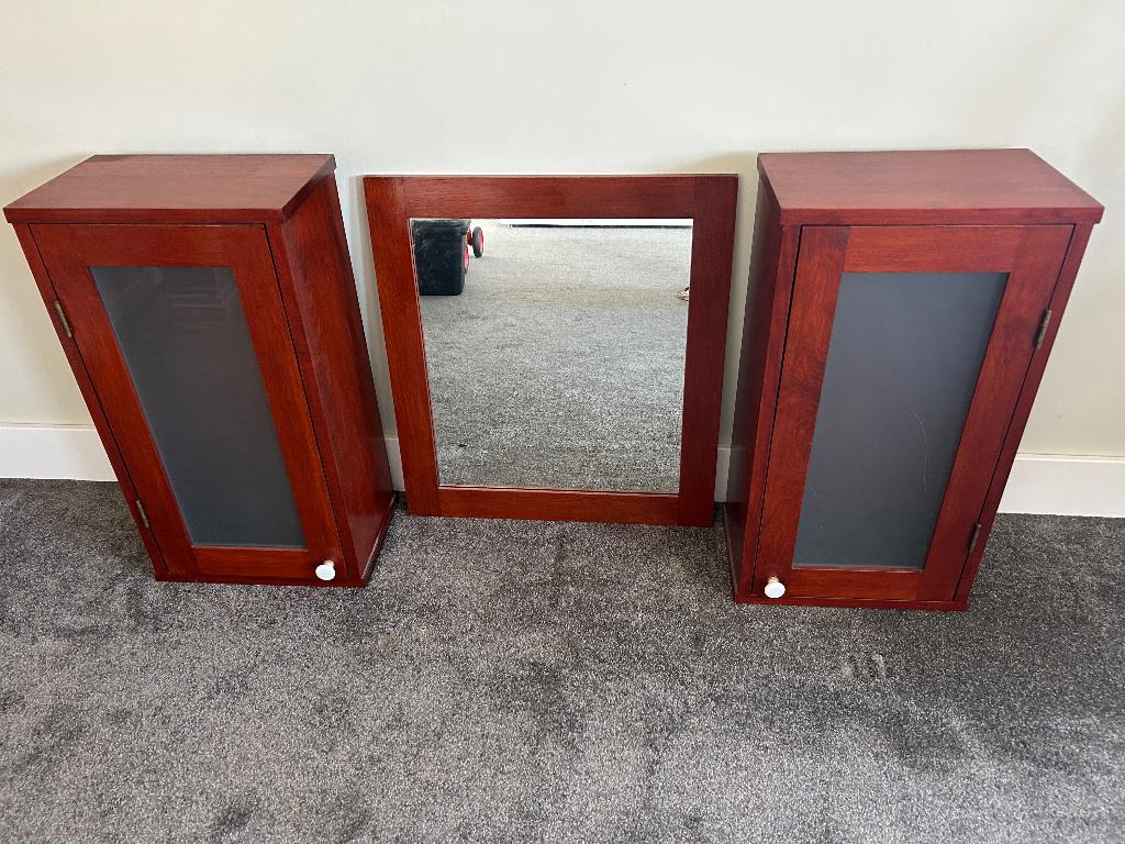 Kersen houten kastjes met spiegel, Antiek en Kunst, Curiosa en Brocante, Ophalen