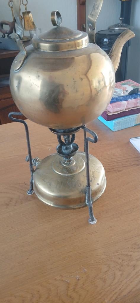 Oude koperen stove met ketel, Antiek en Kunst, Ophalen of Verzenden