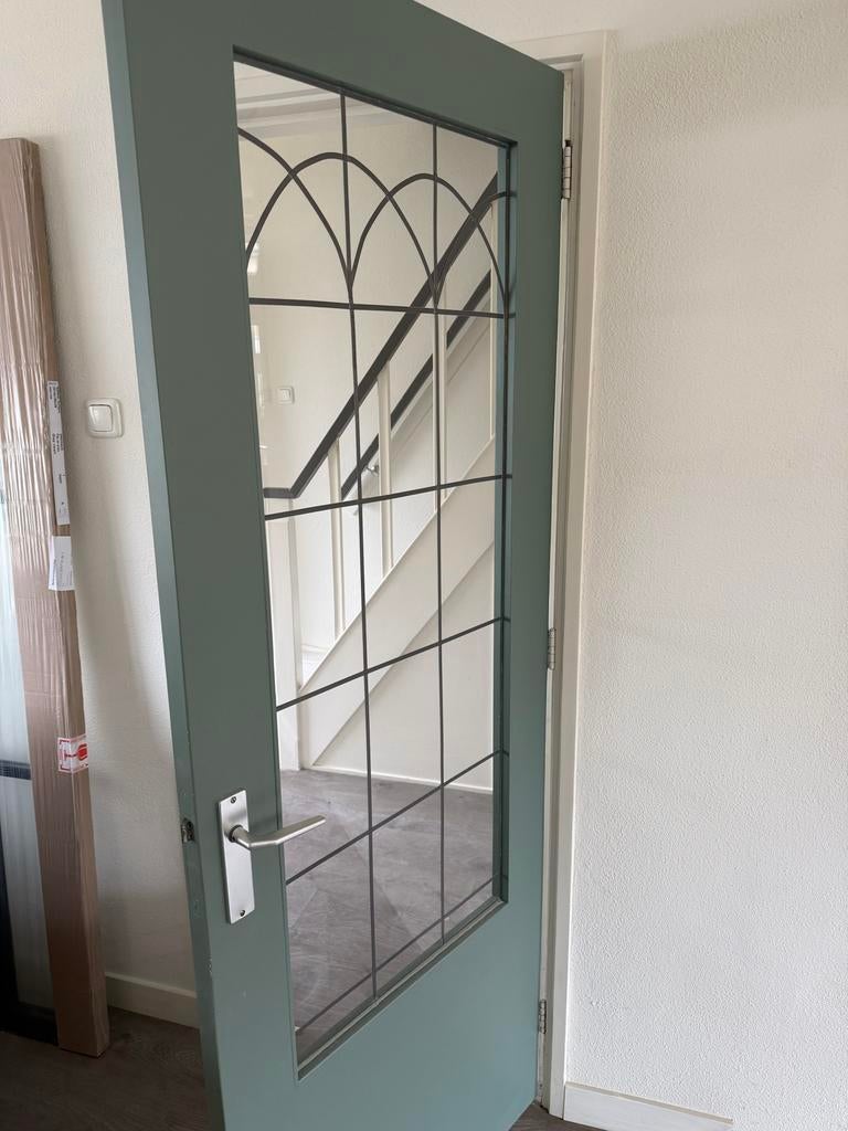 Massieve binnendeur met opplakroedes, Doe-het-zelf en Verbouw, Deuren en Horren, Ophalen, Gebruikt, Minder dan 80 cm, Binnendeur