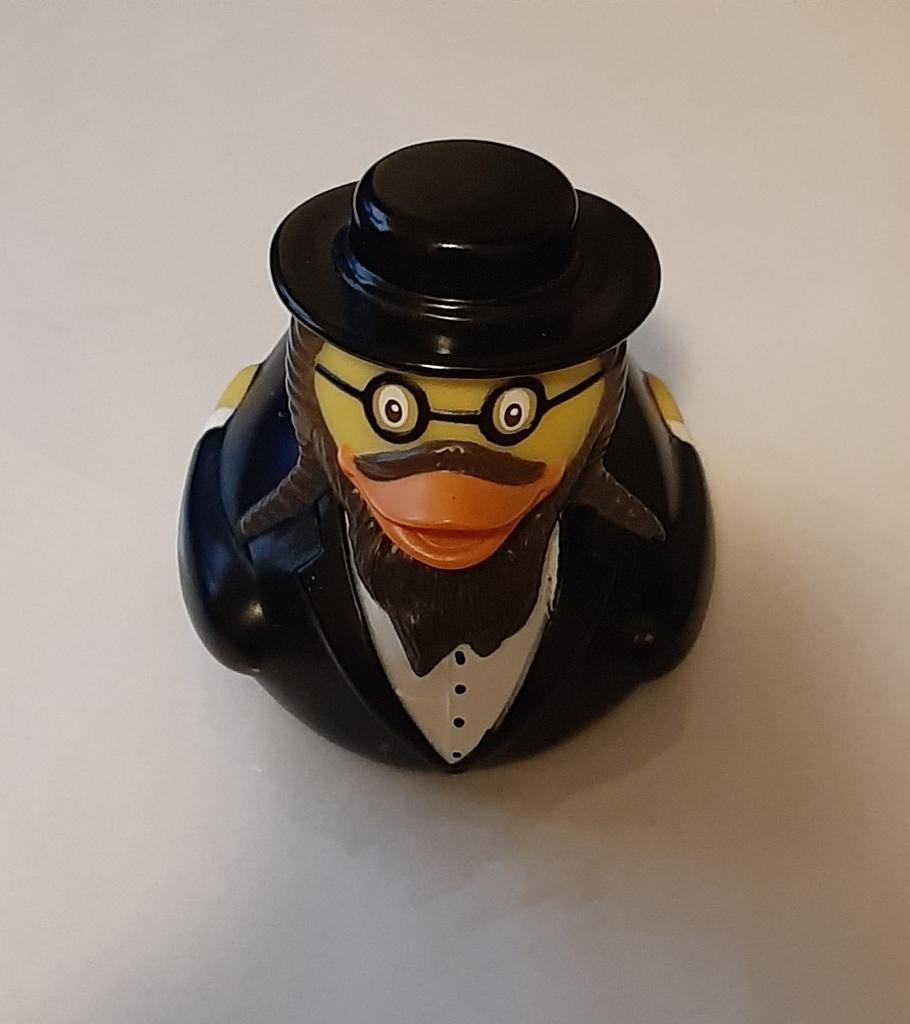 🦆zgan: Rabbi badeend - Hoed Bril Snor Baard Payes🏷️€6,75-, Verzamelen, Speelgoed, Zo goed als nieuw, Ophalen of Verzenden