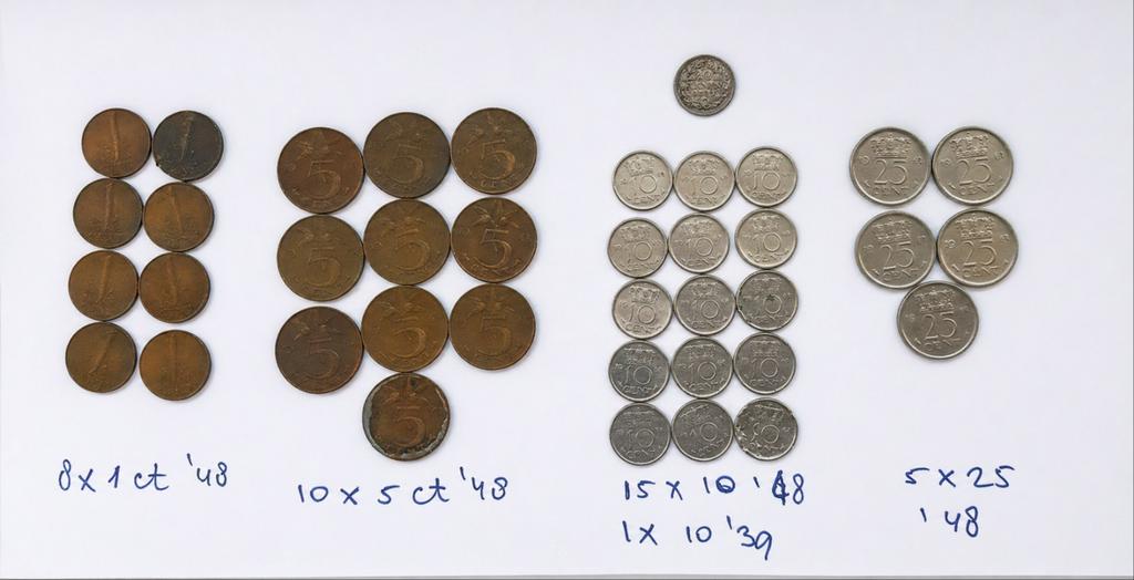 Wilhelmina munten set 1948 en dubbeltje 1939, Ophalen of Verzenden, Koningin Wilhelmina, Overige waardes, Setje