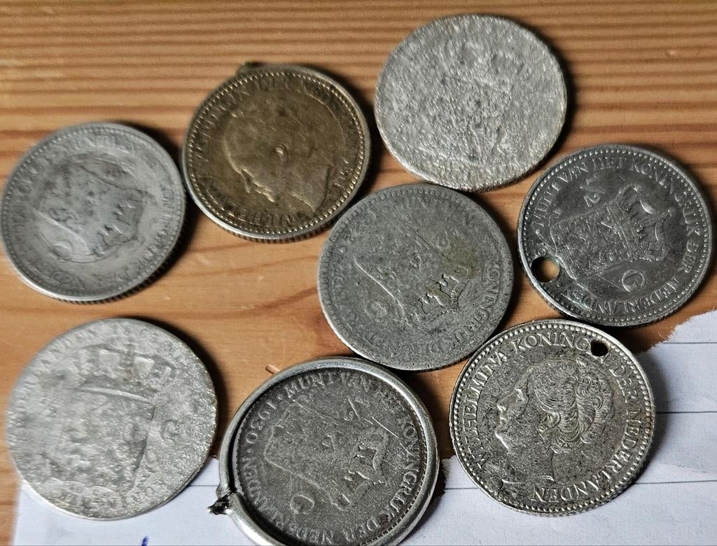 8x halve guldens nederland zilver, Postzegels en Munten, Munten | Nederland, ½ gulden, Zilver, Koningin Wilhelmina, Verzenden