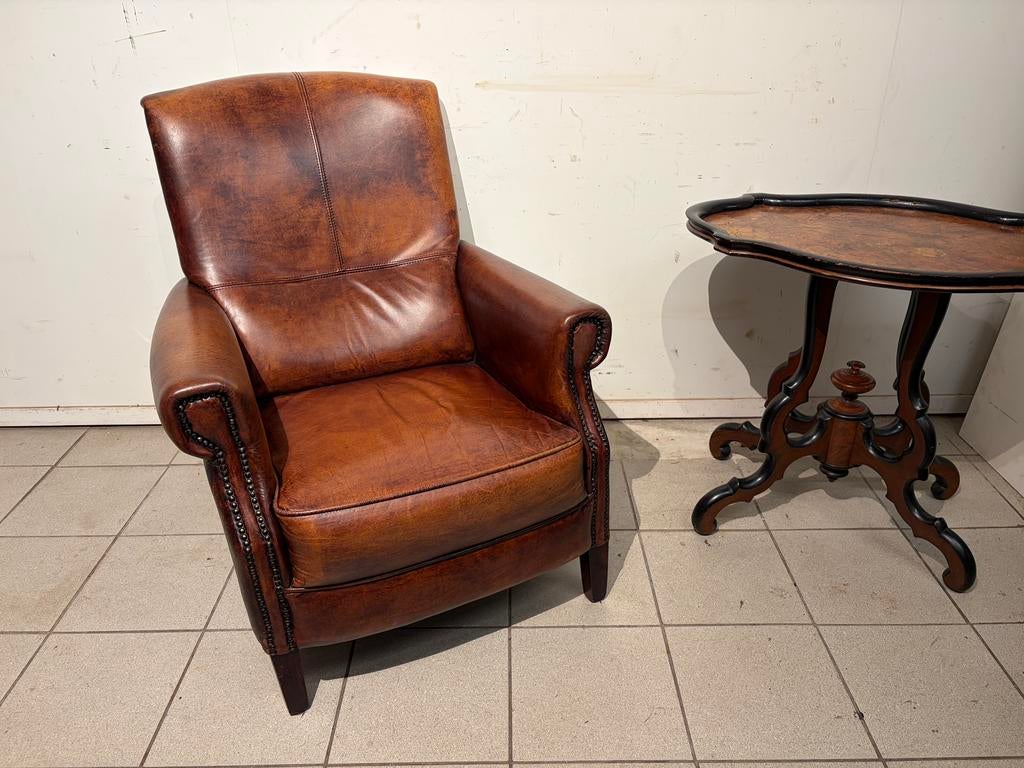 Schapenleren fauteuil, Ophalen, Zo goed als nieuw, 75 tot 100 cm, 50 tot 75 cm