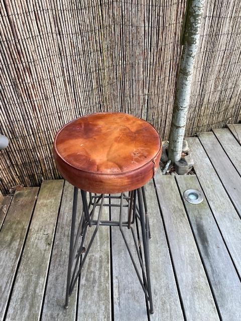 Barkruk, Ophalen, Gebruikt, Leer, Bruin