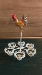 Brocante kip eierrek, metaal, 6 eiermandjes, Ophalen of Verzenden, Zo goed als nieuw