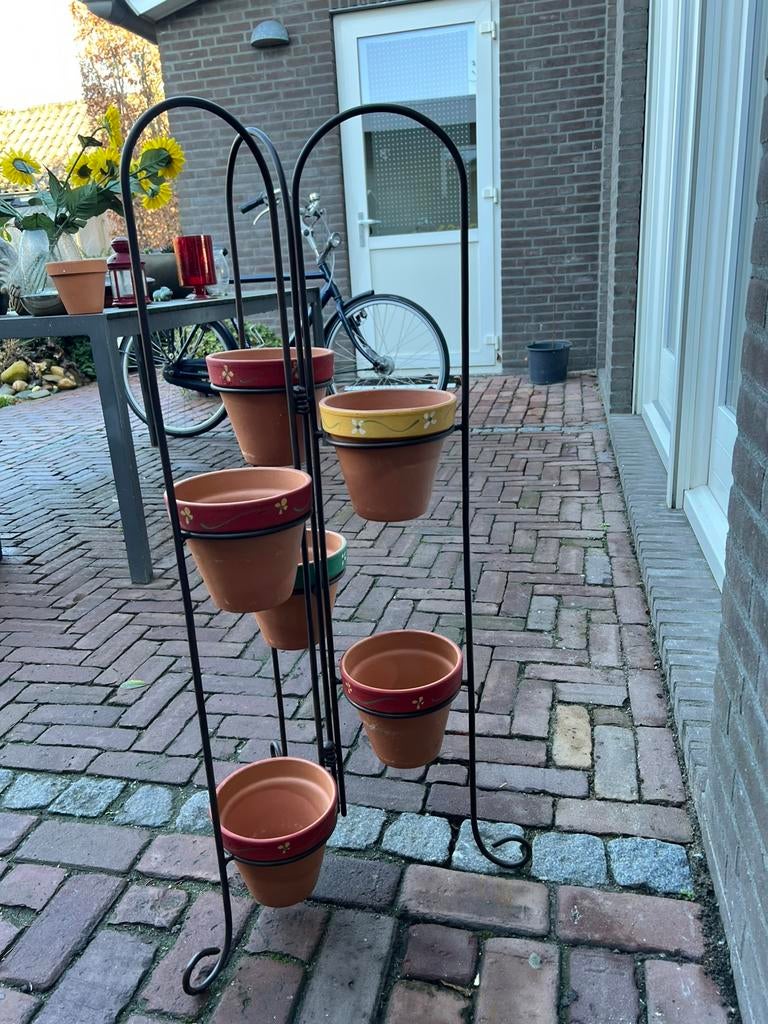 Bloempotten standaard met potten, Ophalen of Verzenden, Overige soorten, Volle zon