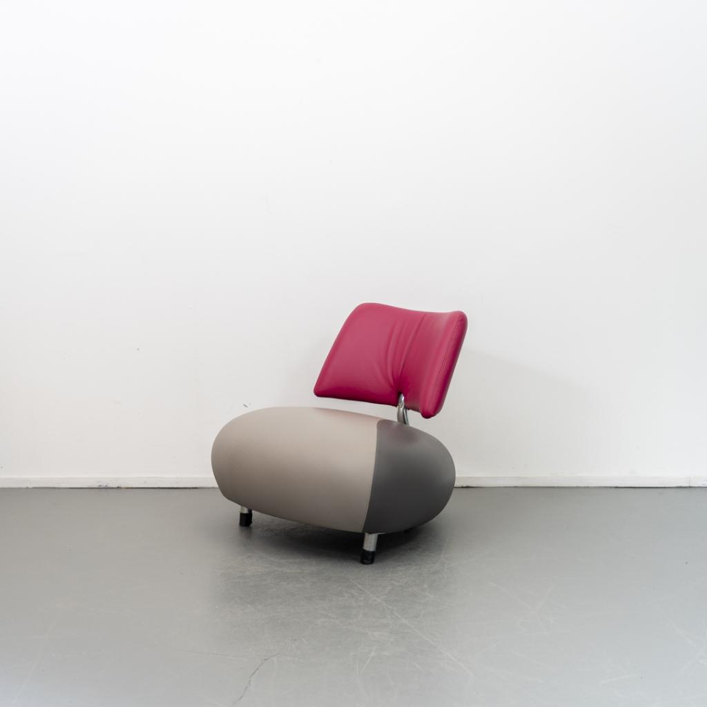 1x Leolux Pallone Fauteuil Donker-/Lichtgrijs/Roze - Chroom, Niet ingevuld, Niet ingevuld, 75 tot 100 cm, Ophalen of Verzenden