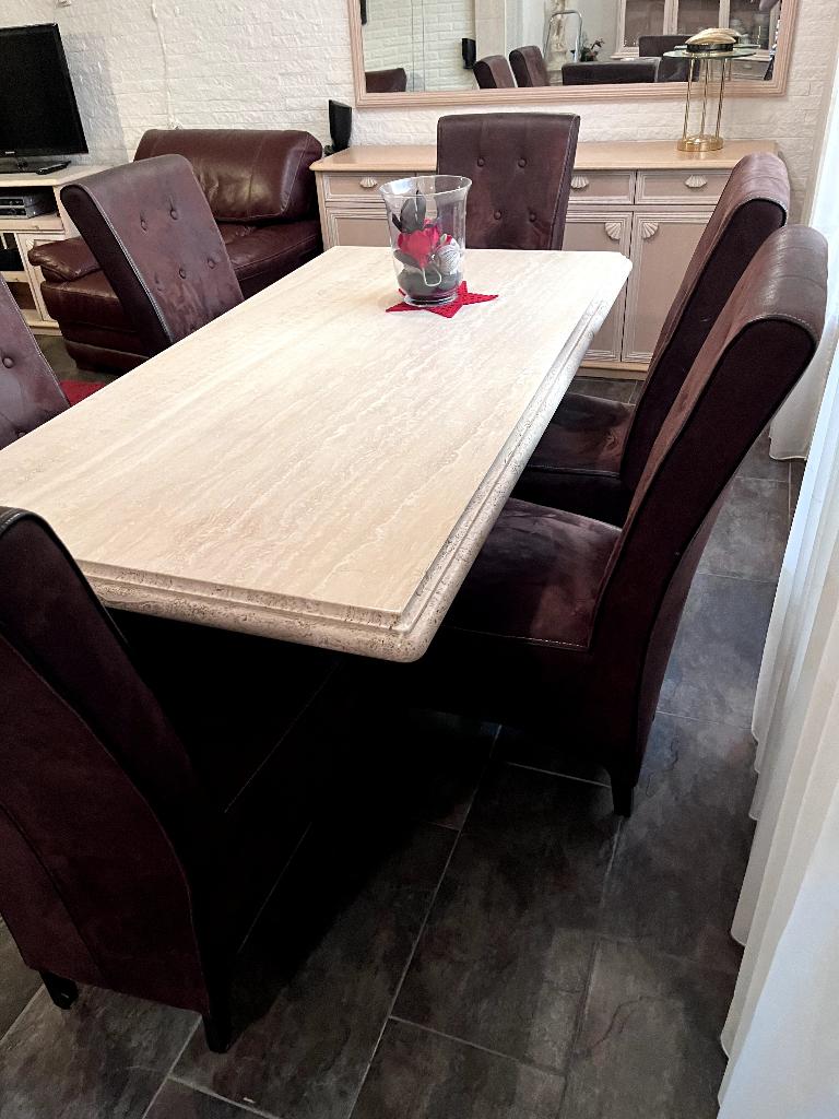 tafels en stoelen, Gebruikt, 200 cm of meer, Vijf personen of meer, Rechthoekig