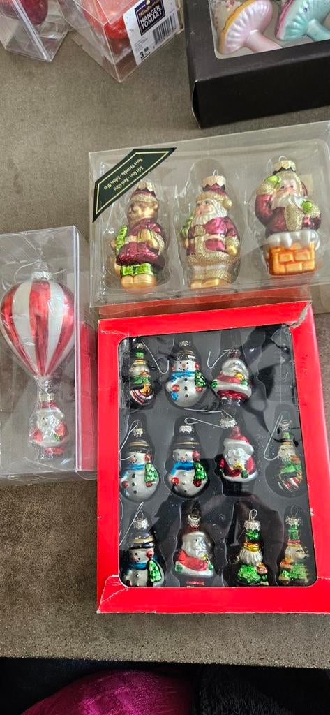 Kerstballen sneeuwpop kerstman glas, Diversen, Kerst, Ophalen, Zo goed als nieuw