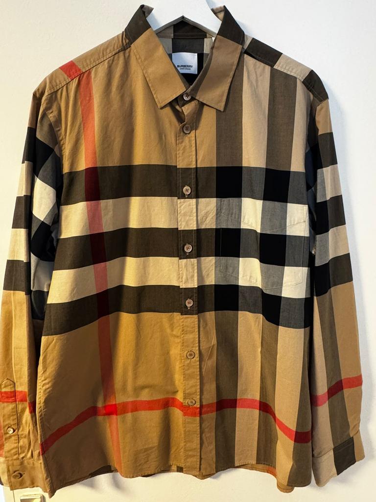Burberry Summerton slim fit shirt, Kleding | Heren, Overhemden, Ophalen of Verzenden, Gedragen, Beige
