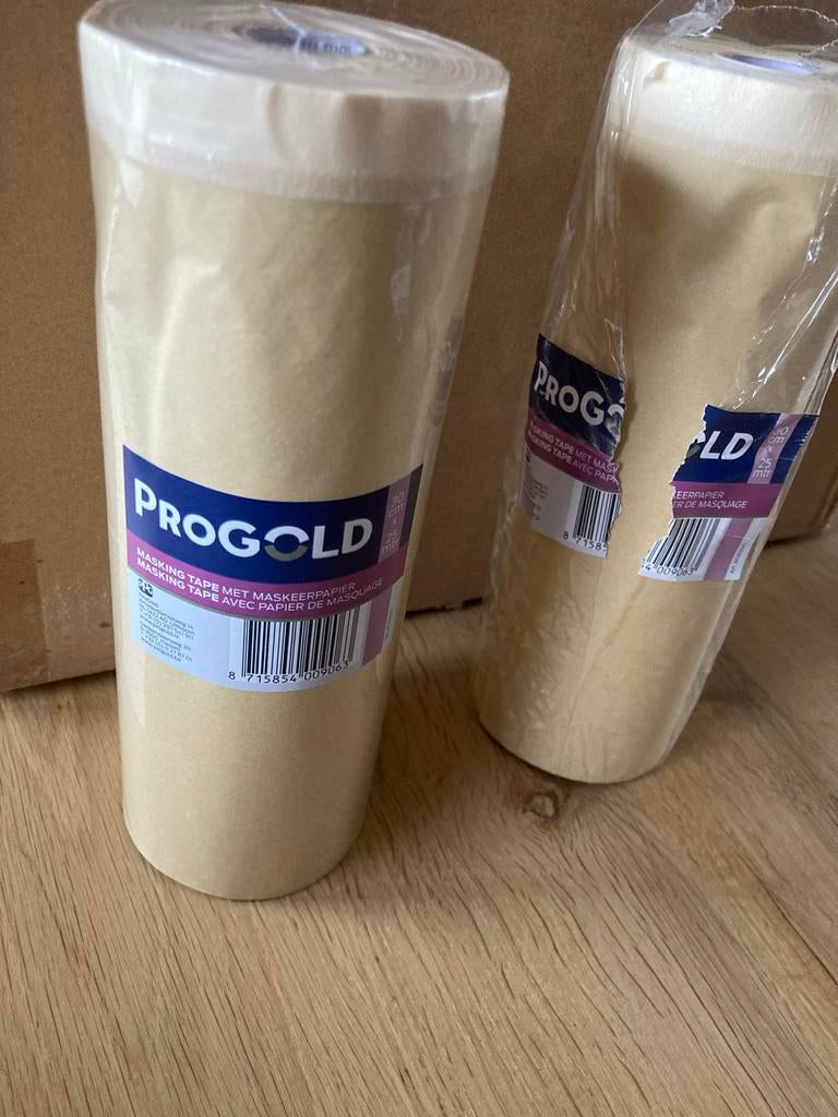 PROGOLD afplaktape met Maskeerpapier 300 mm x 25 mtr, Ophalen of Verzenden, Nieuw, Overige typen