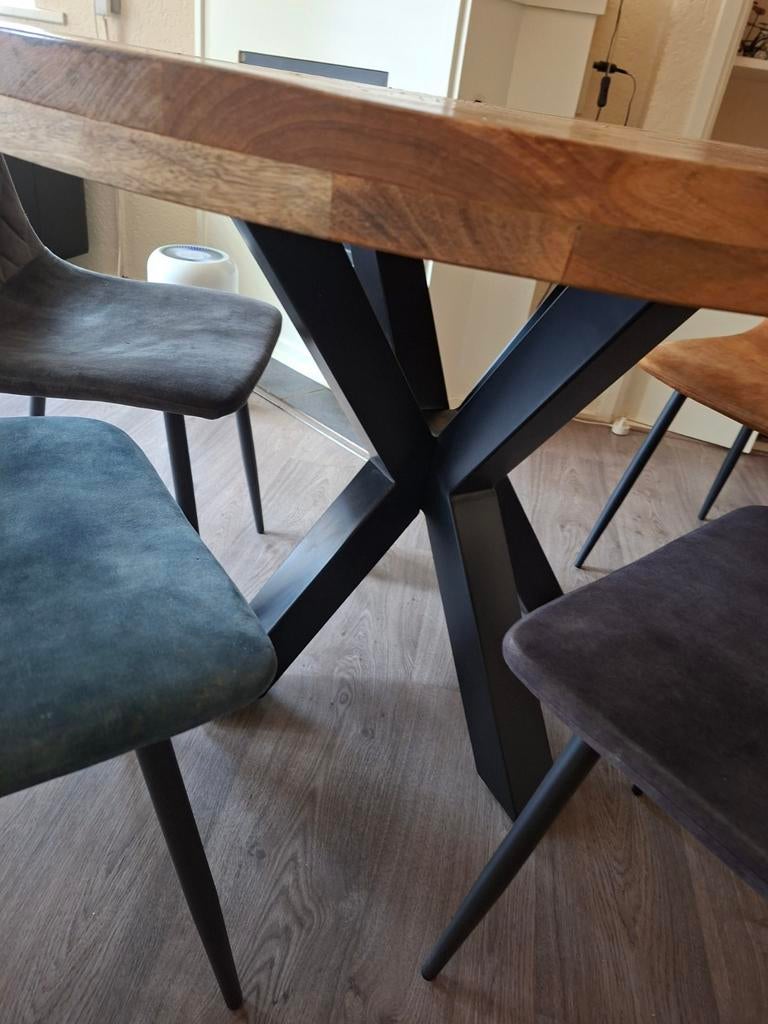 Mango eethoek compleet, Rond, Ophalen of Verzenden, Zo goed als nieuw, Vier personen