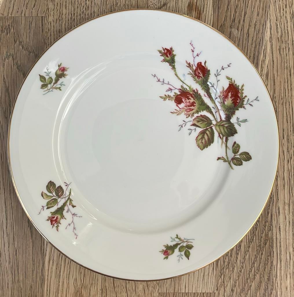 10 Rosenthal Aida gebaksbordjes met roosjes en goudrand, Ophalen, Zo goed als nieuw, Bord(en), Overige stijlen