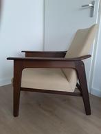 Vintage Deense stijl teakhout fauteuil twee keer deze dames, Huis en Inrichting, Fauteuils, Ophalen, 75 tot 100 cm, 50 tot 75 cm