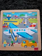 Goula houten puzzel vliegveld 16 stukjes, Ophalen of Verzenden, Gebruikt, Overige typen