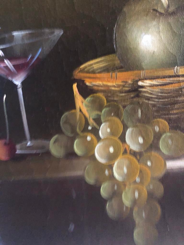Schilderij stilleven met fruit en glas, Ophalen of Verzenden