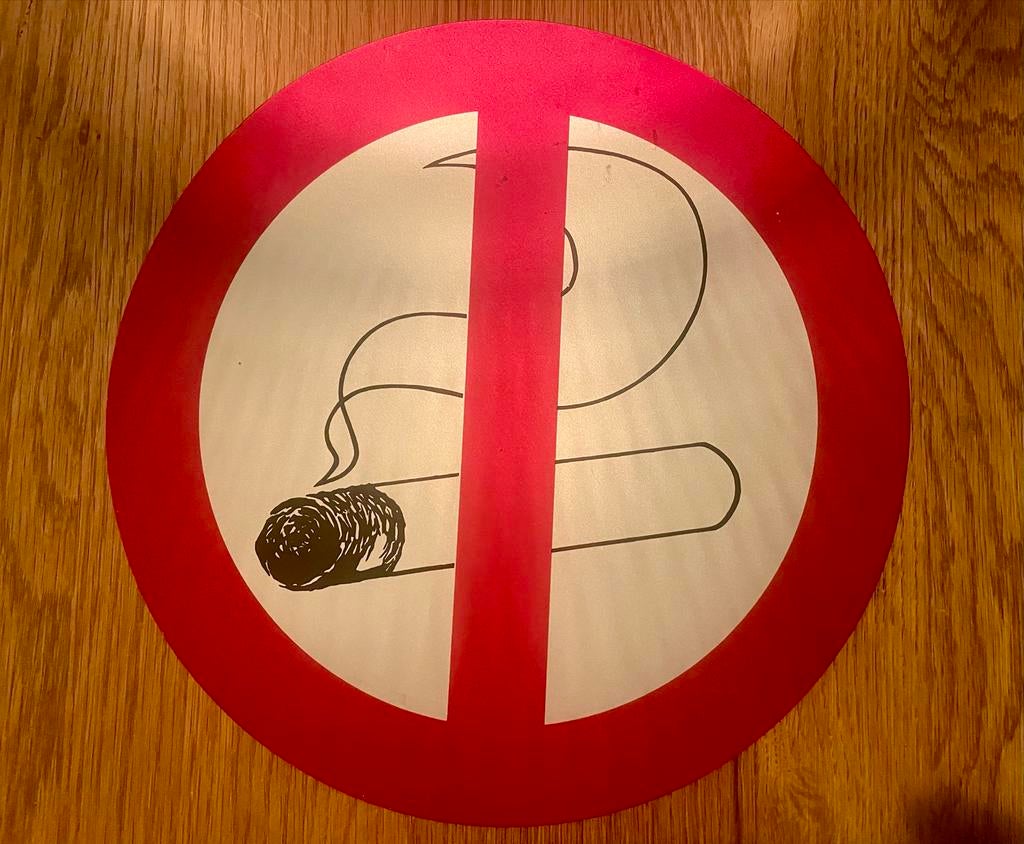 Oud  retro metalen bord verboden re roken 30cm, Antiek en Kunst, Ophalen of Verzenden