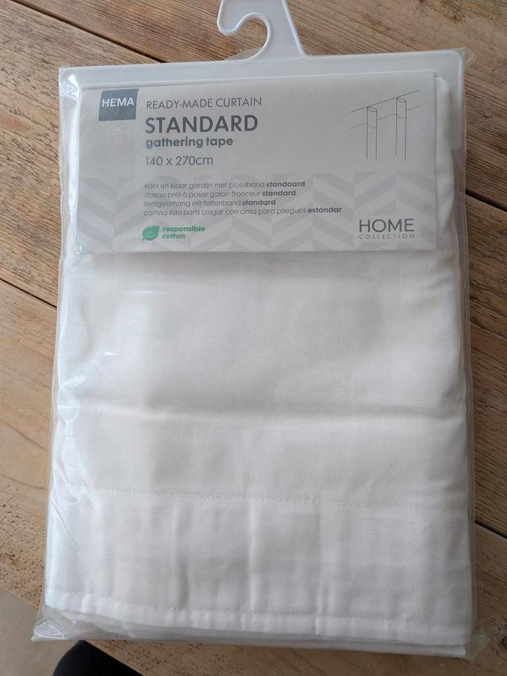 Hema Kant & Klaar Gordijn met Plooiband - Wit (140x270cm), Huis en Inrichting, Stoffering | Gordijnen en Lamellen, Nieuw, 200 cm of meer