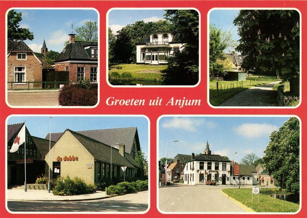 Groeten uit Anjum - 5 afb dorpsgezichten - ongelopen, Ophalen of Verzenden, Voor 1920, Ongelopen, Noord-Brabant