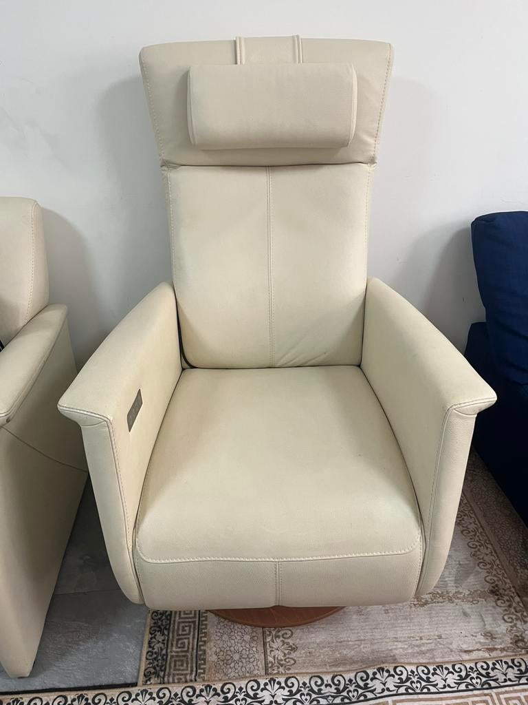 Witte bank set, Huis en Inrichting, Ophalen, Zo goed als nieuw, 75 tot 100 cm, Leer