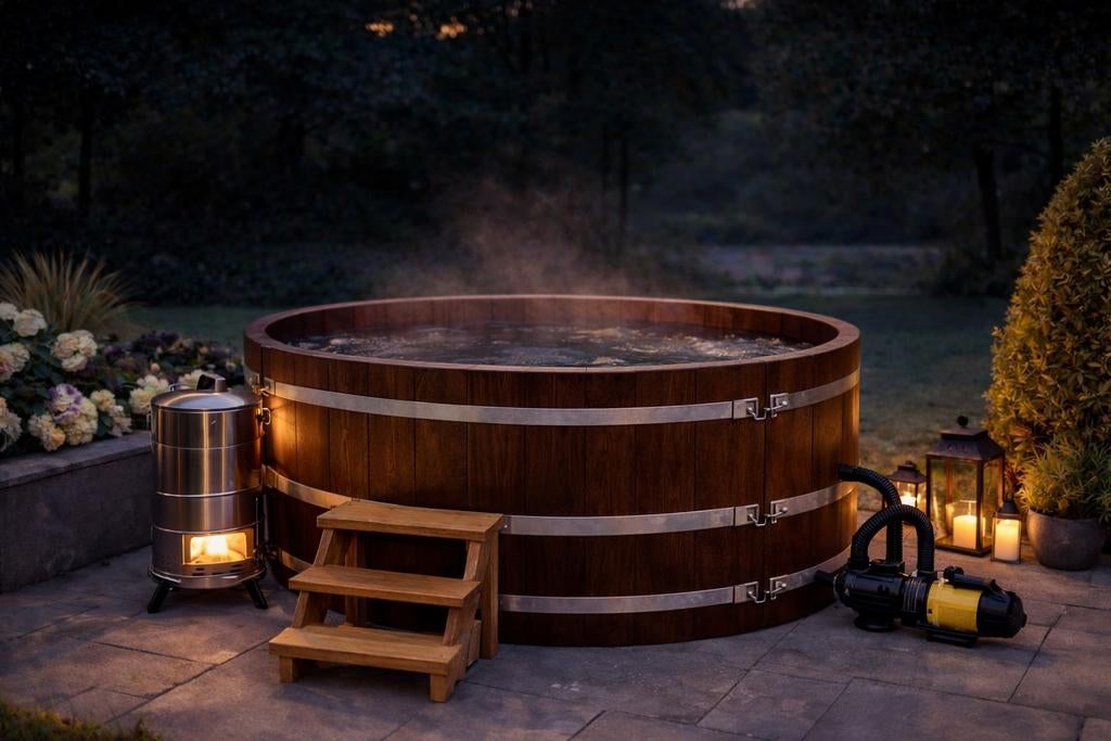 Luxe hardhouten bad (Kambala) – ideale hottub/jacuzzi basis, Ophalen, Zo goed als nieuw, Vast