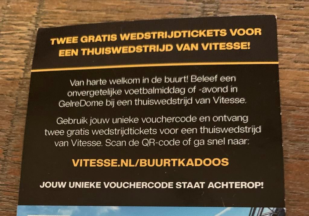 Vitesse voetbal wedstrijd kaarten, Tickets en Kaartjes, Losse kaart, Twee personen, Februari