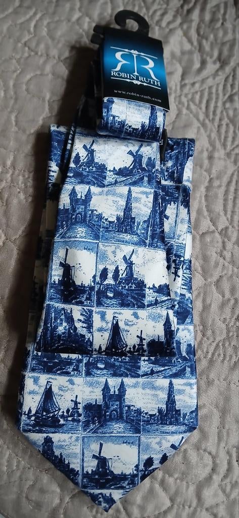 Nieuwe Robin Ruth stropdas, blauw motief met o.a. molens, Kleding | Heren, Stropdassen, Blauw, Ophalen of Verzenden, Met patroon