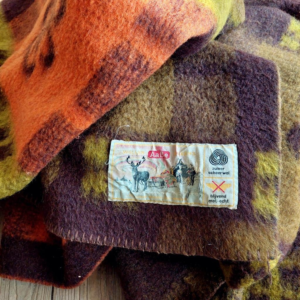Lucky Vintage AaBe vintage wollen deken (165x230cm), Huis en Inrichting, Woonaccessoires | Plaids en Woondekens, Gebruikt, ., Aabe