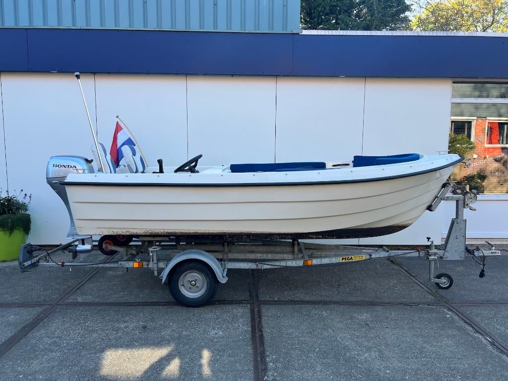 Ryds 435 + Honda BF20 + PEGA Trailer, Watersport en Boten, Vis- en Consoleboten, Gebruikt, 10 tot 30 pk, 3 tot 6 meter, Benzine